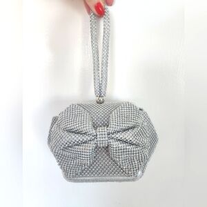 Natasha Collection Hexagon Shaped rhinestone bow Evening crossbody bag NWOT